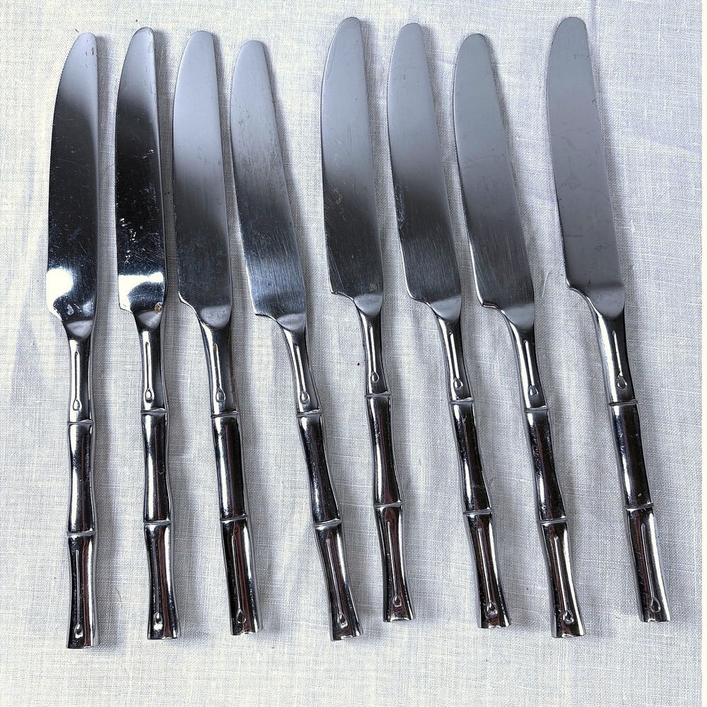 Hampton Silversmiths Bamboo Stainless Steel Dinner Knives Set of 8 Flatware